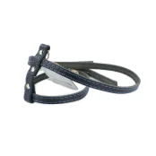 Шлейка Cristel для собак, кожа зенит, лакированная, прошитая, 10 мм / 29-35 см / 37-47 см, чёрный