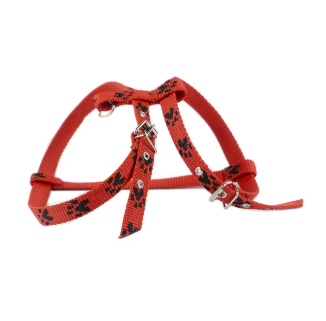 Шлейка Cristel для собак, нейлон, візерунок "чорний слід", 15 мм/24-34 см/45-55 см, червоний