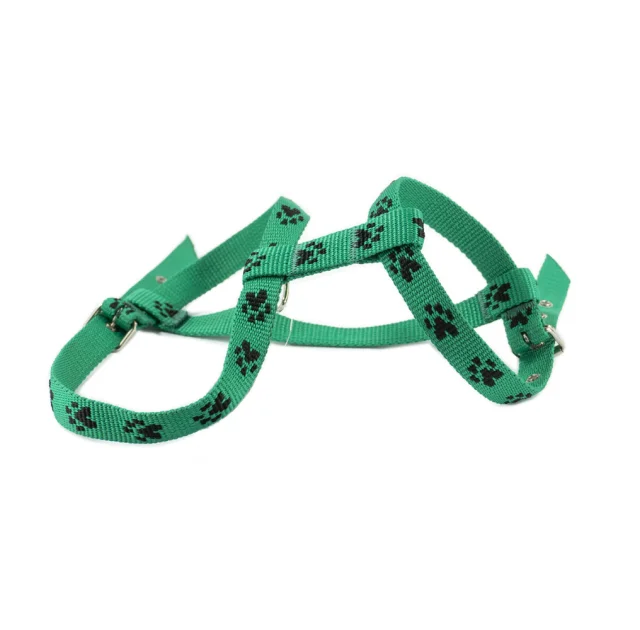 Шлейка Cristel для собак, нейлон, чёрный след, 20 мм / 32-38 см / 50-60 см, зелёная