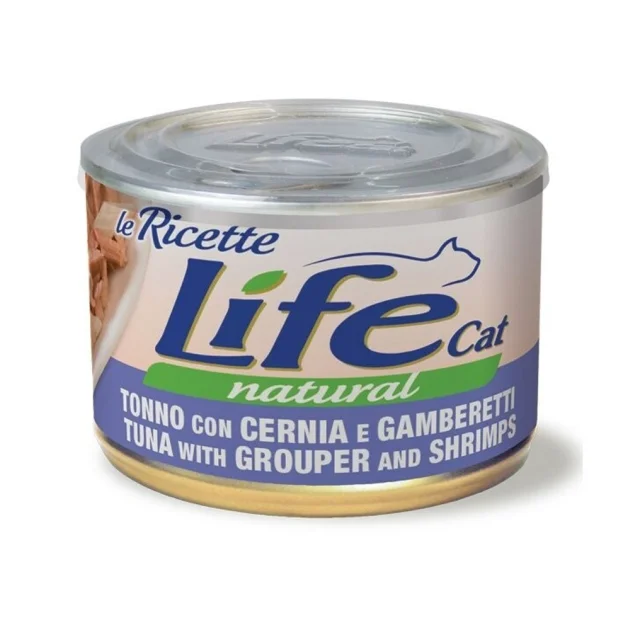 Консерва LifeCat Tuna With Grouper And Shrimps для котів від 6 місяців, тунець з окунем та креветками, 150 г