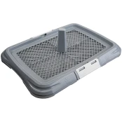 Туалет AnimAll для собак, під пелюшку, з сіткою, стовпчиком для пса, розмір L, 62×46×5 см, сірий