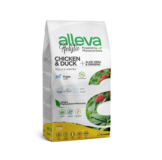 Сухий корм Alleva Holistic Puppy/Junior Chicken&Duck Maxi для цуценят великих порід, курка та качка, 2 кг
