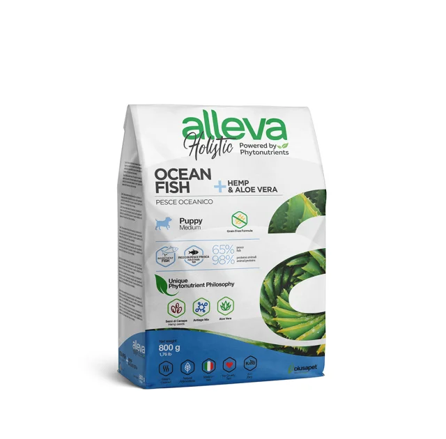 Сухий корм Alleva Holistic Puppy/Junior Ocean Fish Medium для цуценят середніх порід, океанічна риба, 800 г