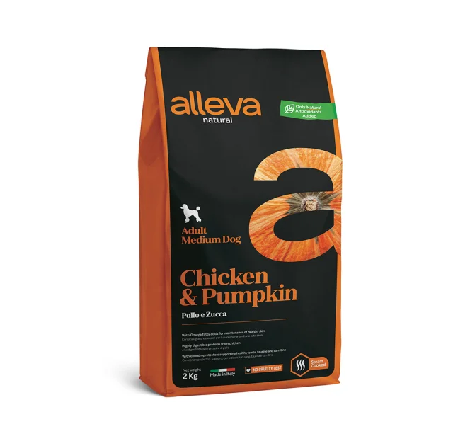 Сухий корм Alleva Natural Adult Chicken&Pumpkin Medium для середніх порід собак, курка та гарбуз, 2 кг