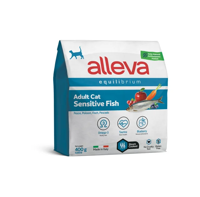 Сухий корм Alleva Equilibrium Sensitive Fish Adult Cat для котів з чутливим травленням, риба, 400 г