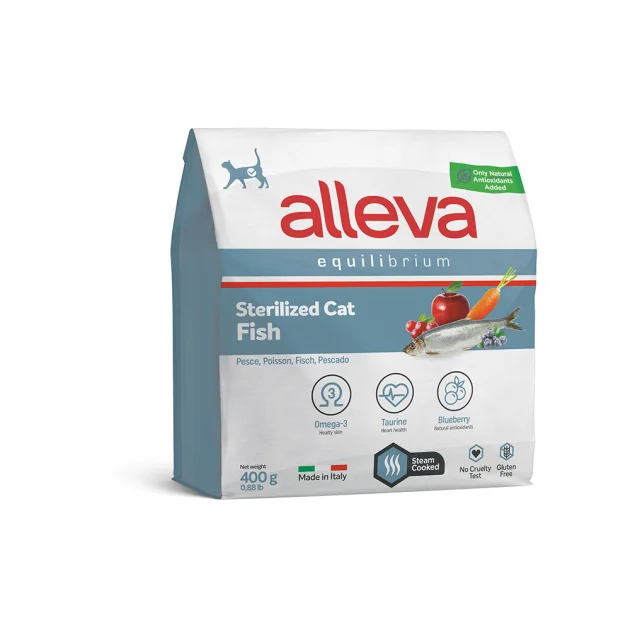 Сухий корм Alleva Equilibrium Fish Sterilized Cat для дорослих стерилізованих котів, з рибою, 400 г