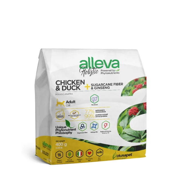 Сухой корм Alleva Holistic Hairball Cat Adult Chicken&Duck для выведения шерсти у кошек, курица и утка, 400 г