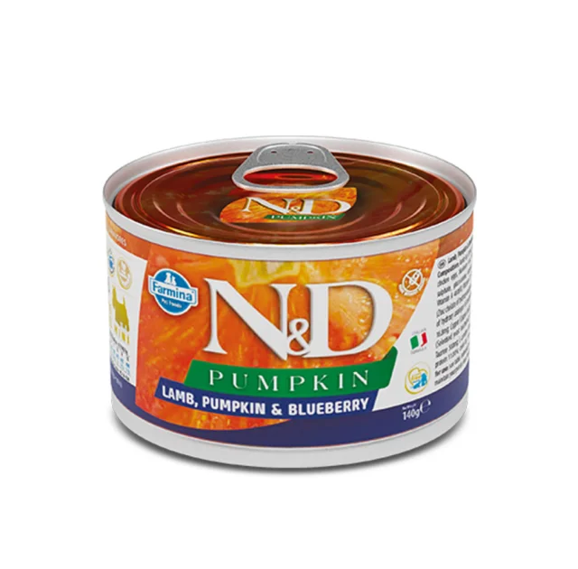 Вологий корм Farmina N&D Grain Pumpkin Lamb Adult Mini для собак дрібних порід, гарбуз/ягня/чорниця, 140 г