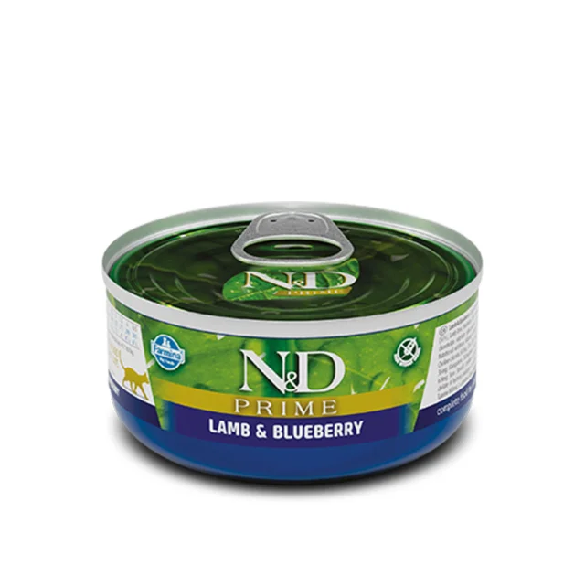 Вологий корм Farmina N&D Grain Free Prime Lamb Adult для котів, беззернової, з ягнятком та чорницею 70 г