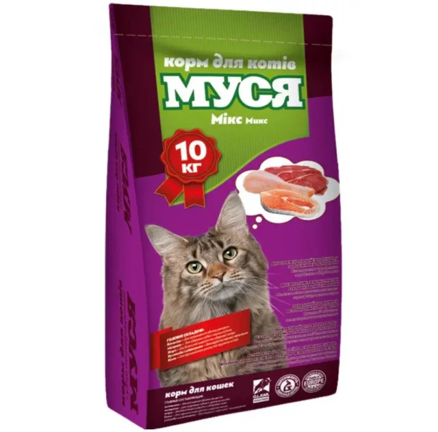 Сухий корм Муся Мікс для котів, 10 кг