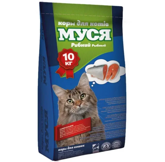Сухий корм Муся Рибний для котів, 10 кг