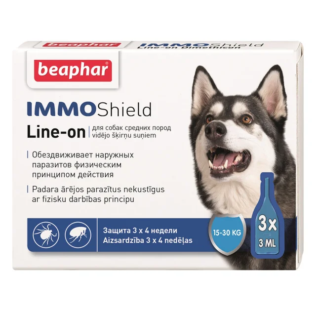 Краплі Beaphar IMMO Shield Line-on краплі від бліх, кліщів та комарів для собак вагою 15-30 кг, ціна за 1 піпетку