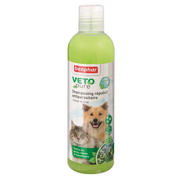 Шампунь Beaphar Veto Pure Shampoo от блох, клещей и комаров для собак и кошек, био натуральный, 250 мл