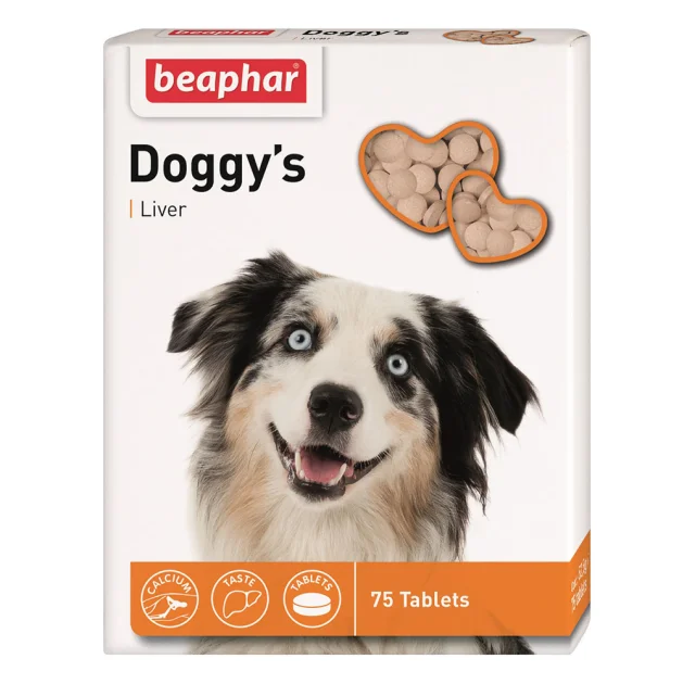 Вітамінізовані ласощі Beaphar Doggy’s Liver для собак, зі смаком печінки, 75 табл