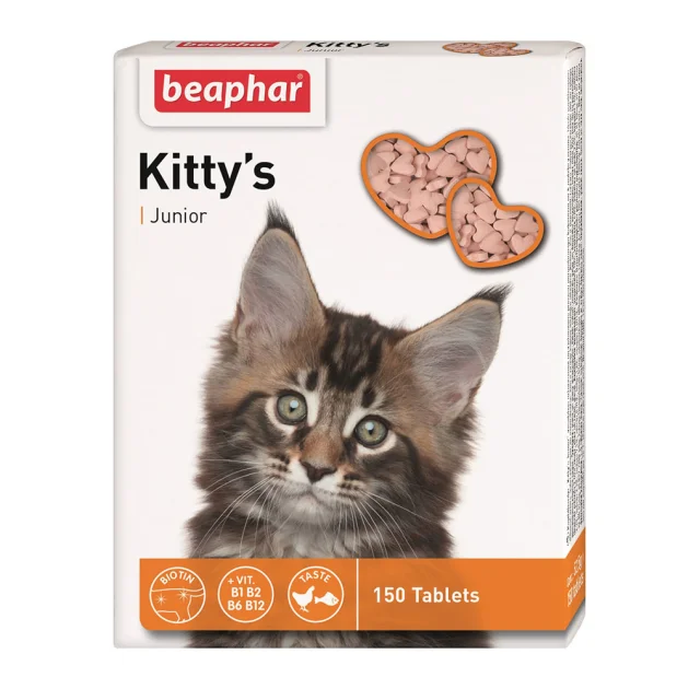 Вітамінізовані ласощі Beaphar Kitty’s Junior для кошенят, 150 табл