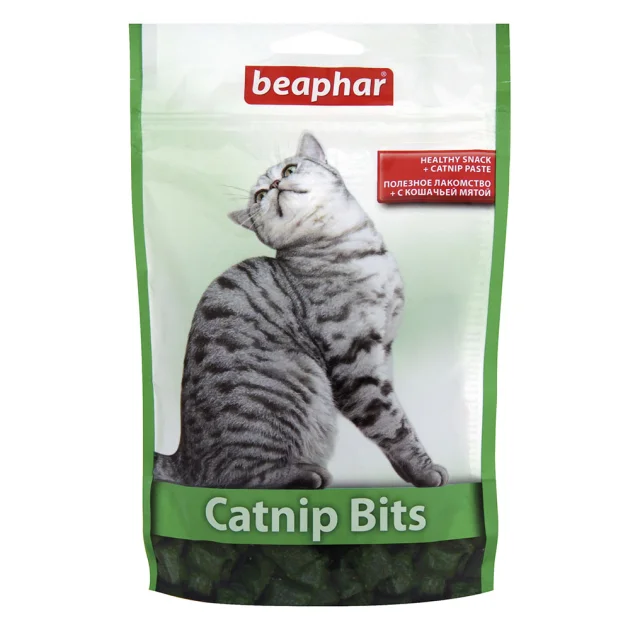 Ласощі Beaphar Catnip Bits для котів, подушечки з котячою м’ятою, 150 г