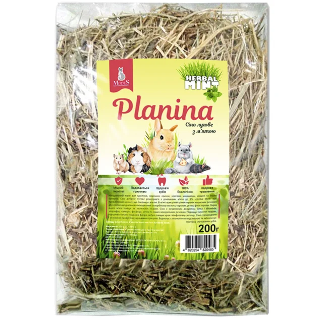 Сено Modes Planina Herbal Mint луговое с мятой, для грызунов, 200 г