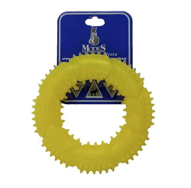 Игрушка-кольцо Modes Denta для собак, размер S, 12 см, желтое