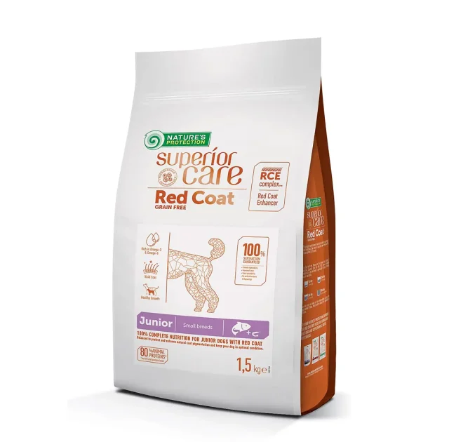 Сухий корм Natures Protection Red Coat Mini Breed для цуценят дрібних порід з рудою шерстю, з лососем, 1.5 кг