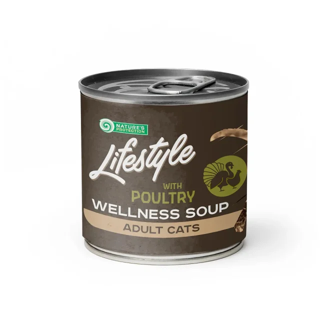 Консерви Natures Protection Lifestyle Adult Longhair Poultry Soup для котів з довгою шерстю, курячий суп, 140 г
