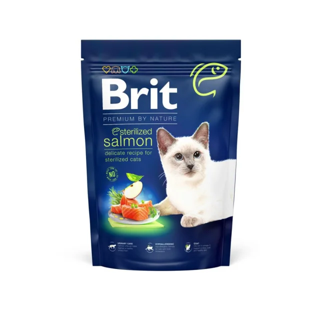 Сухий корм Brit Premium Cat by Nature Cat Sterilized для стерилізованих котів, з лососем, 1.5 кг