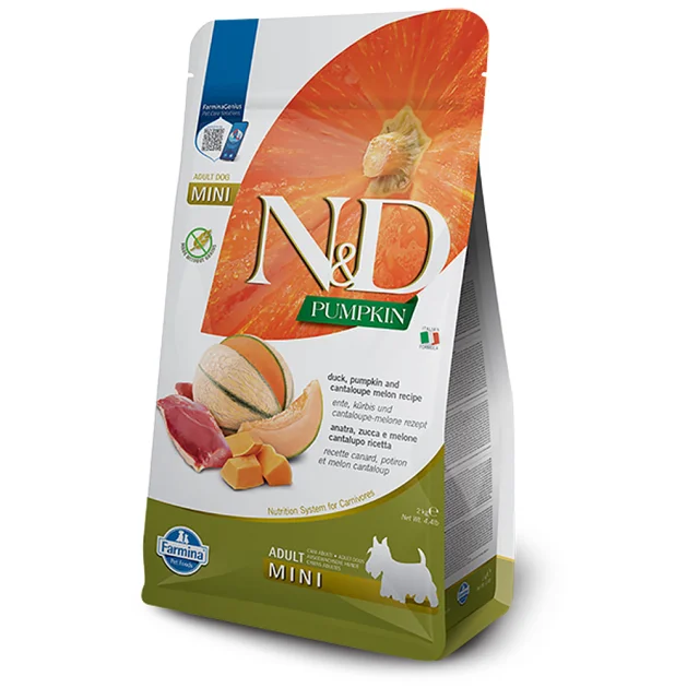 Сухой беззерновой корм Farmina Pumpkin Duck&Cantaloupe Adult Mini для собак мелких пород, с уткой и дыней, 2 кг