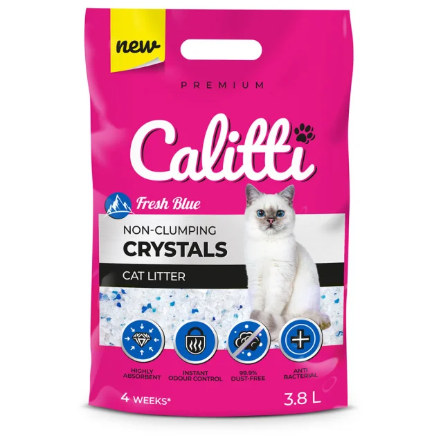 Силікагелевий наповнювач Calitti Crystals для котячого туалету, гірська свіжість, 3.8 л
