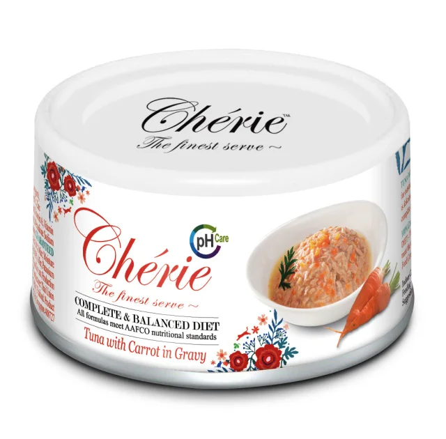 Консерви Cherie Urinary Care для котів, шматочки тунця та моркви в соусі, 80 г