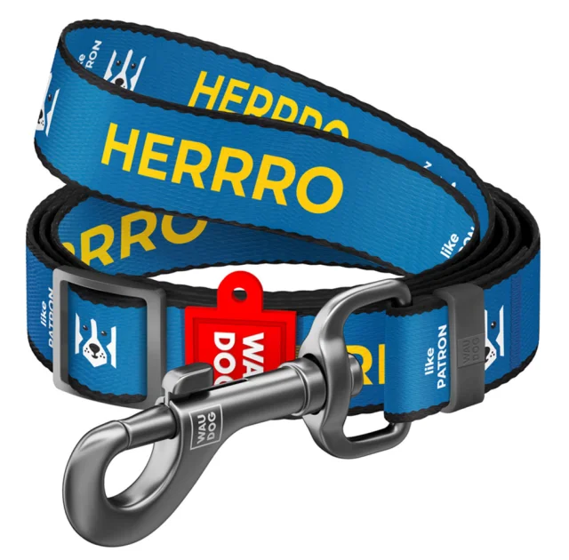 Поводок Waudog Nylon для собак, нейлоновый, рисунок "Патрон", регулируемый, размер S, 15 мм/152-183 см