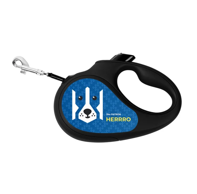 Повідець-рулетка Waudog R-leash для собак, малюнок "Патрон", розмір M, до 25 кг, 5 м, світловідбиваюча стрічка