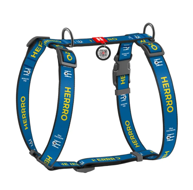 Шлея Waudog Nylon с QR-паспортом, для собак, анатомическая, рисунок "Патрон", размер L, 50-90 см/60-100 см