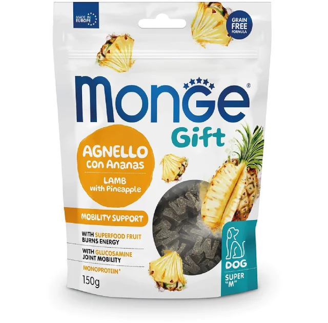 Ласощі Monge Gift Dog Mobility Support для собак, підтримка маси тіла, ягнятина з ананасами, 150 г