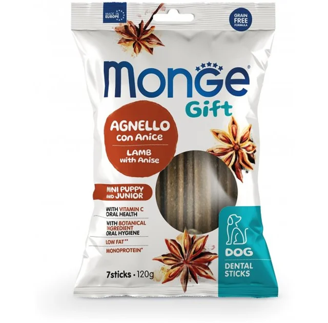 Ласощі Monge Gift Dog Puppy and Junior Mini для цуценят малих порід, ягня з анісом, 120 г