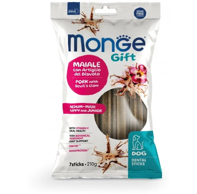 Ласощі Monge Gift Dog Puppy and Junior Medium & Maxi для цуценят середніх та великих порід, зі свининою, 210 г