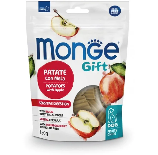 Ласощі Monge Gift Dog Fruit Chips Sensitive digestion для собак, картопля з яблуком, 150 г