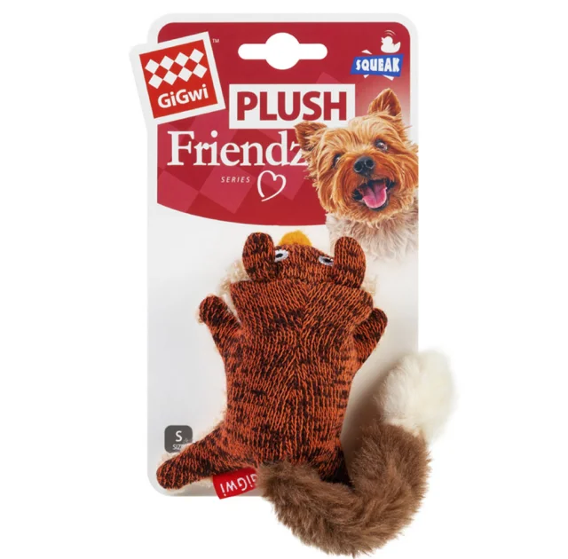 Игрушка GiGwi Plush Лиса для собак, с пищалкой, 9 см