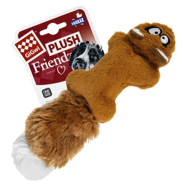 Игрушка GiGwi Plush Белка для собак, с двумя пищалками, 24 см