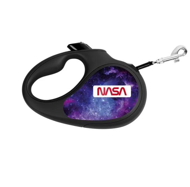 Повідець-рулетка Waudog R-leash для собак, малюнок "NASA21", XS, до 12 кг, 3 м, стрічка, чорний