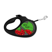 Повідець-рулетка Waudog R-leash для собак, малюнок "Калина", M, до 25 кг, 5 м, стрічка, чорний
