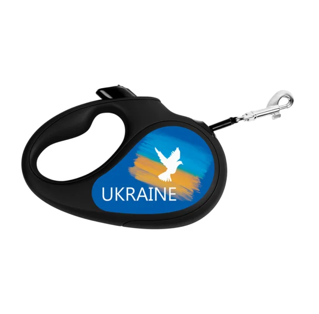 Поводок-рулетка Waudog R-leash для собак, рисунок "Флаг", XS, до 12 кг, 3 м, лента, черный
