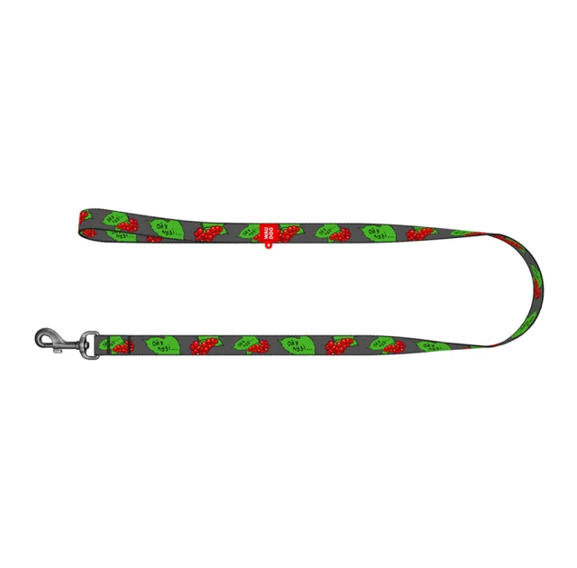 Повідець Waudog Nylon для собак, малюнок "Калина", нейлон, розмір S, 15 мм/122 см