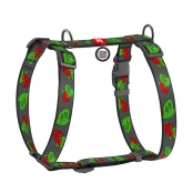 Шлея Waudog Nylon c QR-паспортом для собак, анатомическая, рисунок "Калина", размер S, 30-40/30-50 см