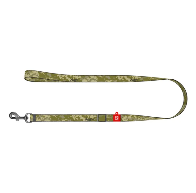 Повідець Waudog Nylon для собак, малюнок "Мілітарі", нейлон, розмір S, 15 мм/152-183 см