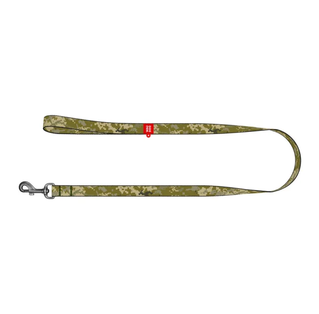 Повідець Waudog Nylon для собак, малюнок "Мілітарі", нейлон, розмір M, 20 мм/122 см