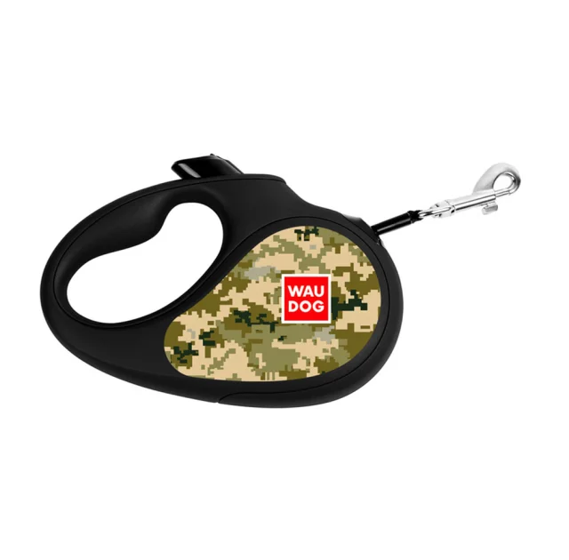 Поводок-рулетка WAUDOG R-leash для собак, рисунок "Милитари", светоотражающая, XS, до 12 кг, 3 м