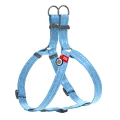 Шлея светоотражающая WAUDOG Re-cotton для собак, с QR паспортом, хлопок/пластик, S, 15 мм/40-55 см, голубой