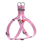 Шлея светоотражающая WAUDOG Re-cotton для собак, с QR паспортом, хлопок/пластик, M, 25 мм/50-80 см, розовый
