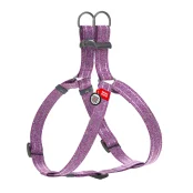 Шлея светоотражающая WAUDOG Re-cotton для собак, с QR паспортом, хлопок/пластик, M, 25 мм/50-80 см, фиолетовый