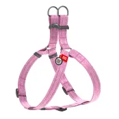 Шлея светоотражающая WAUDOG Re-cotton для собак, с QR паспортом, хлопок/пластик, L, 25 мм/60-90 см, розовый
