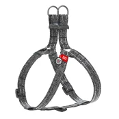 Шлея светоотражающая WAUDOG Re-cotton для собак, с QR паспортом, хлопок/пластик, L, 25 мм/60-90 см, серый